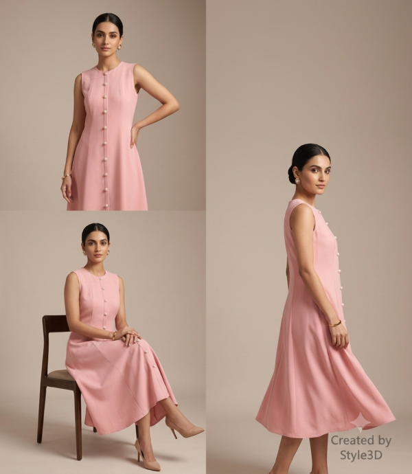 Women’s A-Line Sleeveless Buttoned Dress